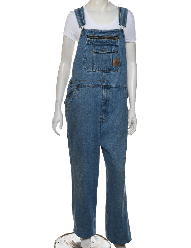 Medium Wash Flared Leg Dungarees - W40 L28