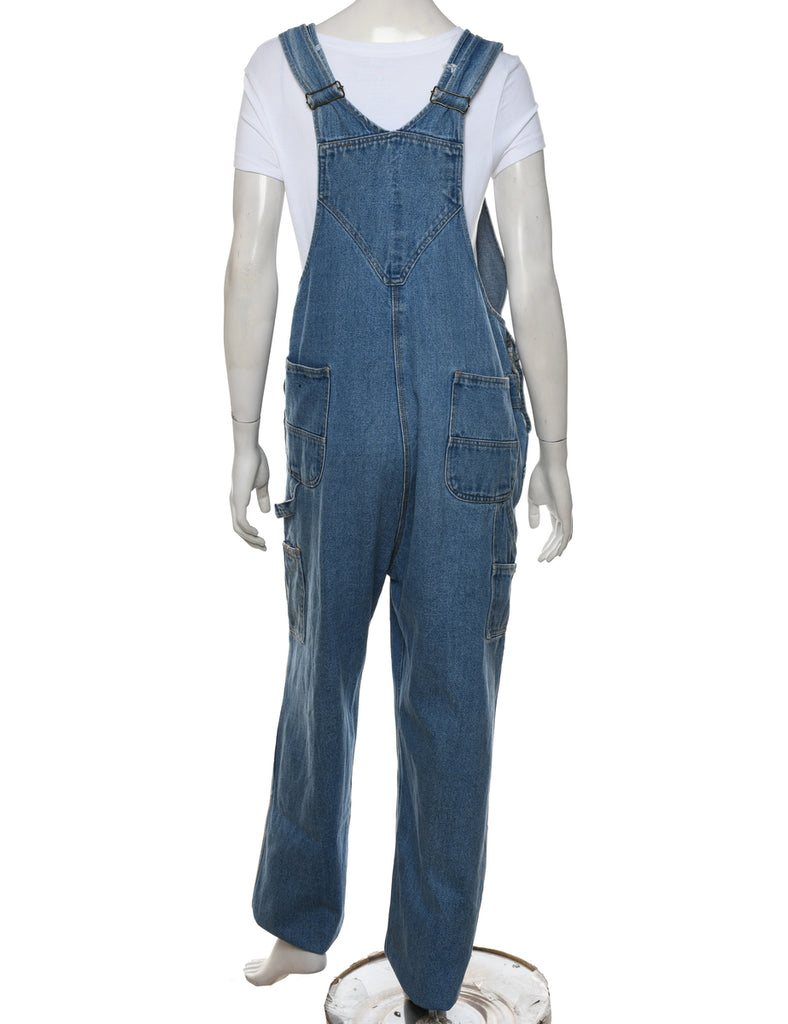 Medium Wash Flared Leg Dungarees - W40 L28