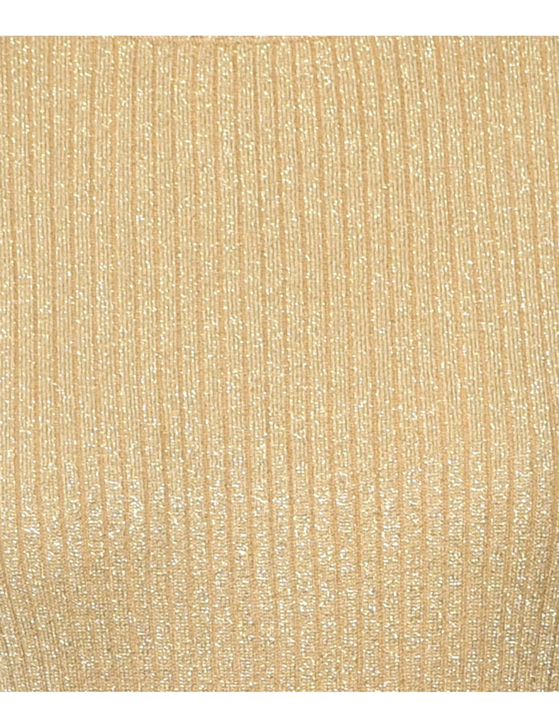 Metallic Look Polo Neck Vest - M