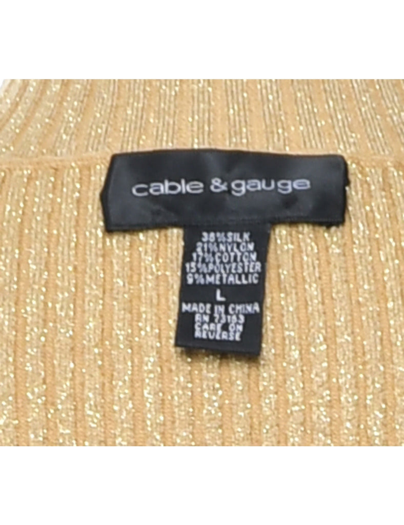 Metallic Look Polo Neck Vest - M