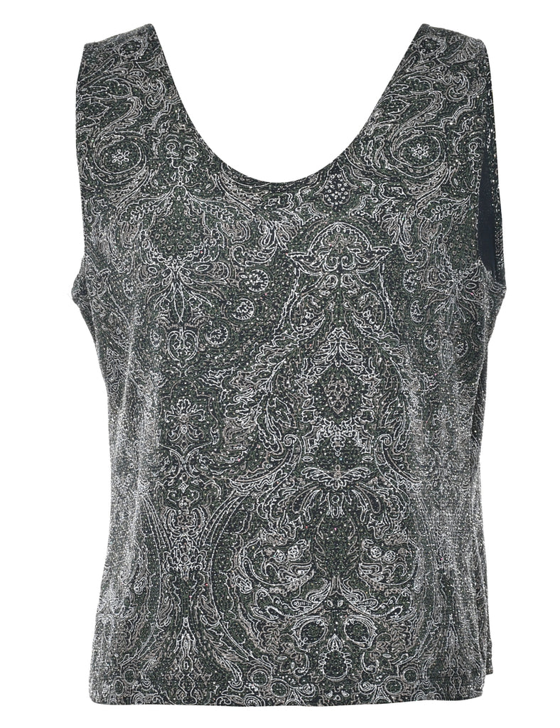 Metallic Paisley Print Evening Top - M