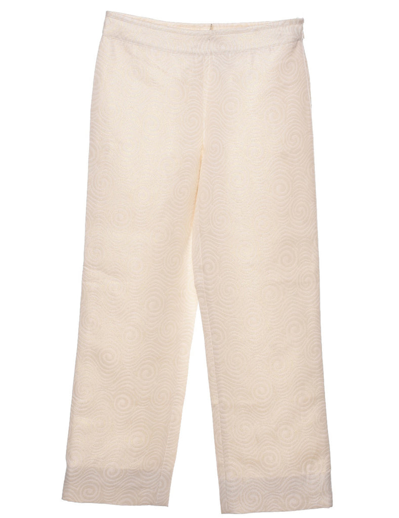 Metallic Pattern Off White Trousers - W28 L26