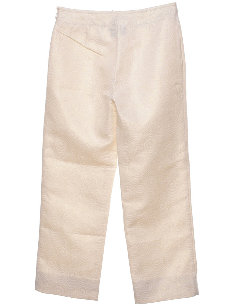 Metallic Pattern Off White Trousers - W28 L26