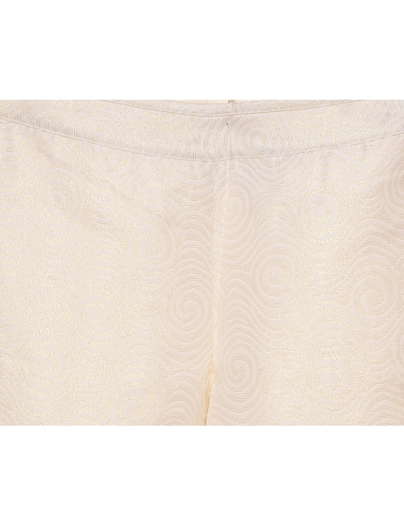 Metallic Pattern Off White Trousers - W28 L26