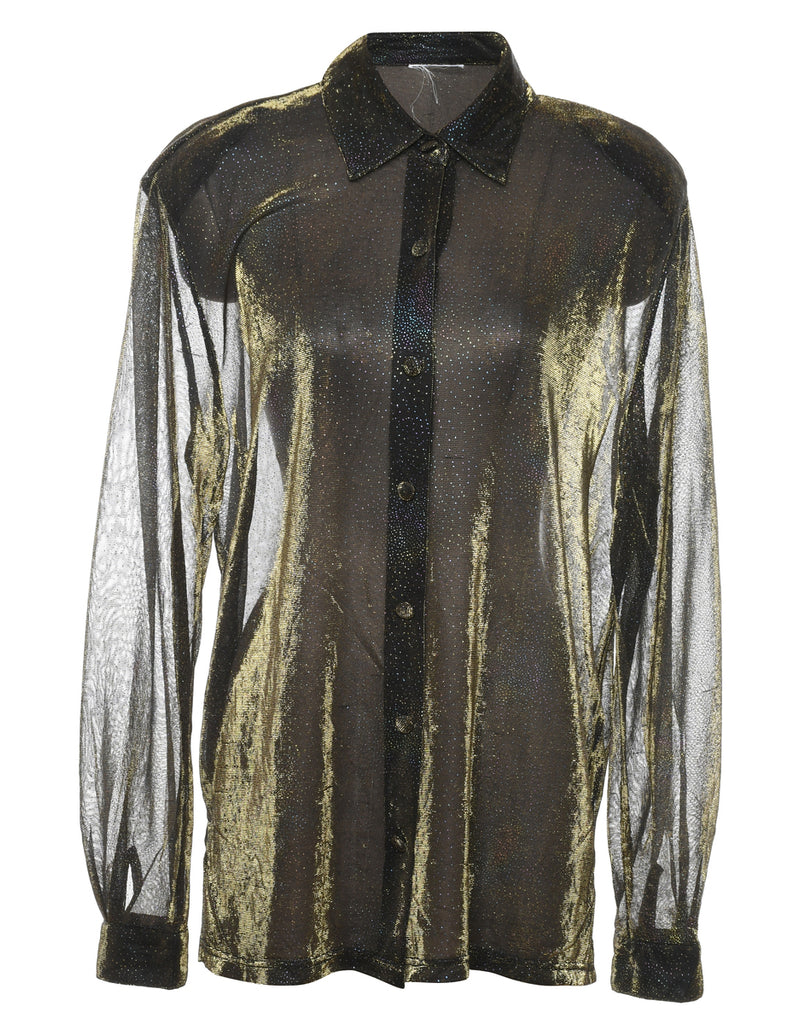 Metallic Sheer Evening Blouse - XL