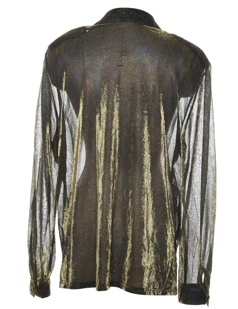 Metallic Sheer Evening Blouse - XL