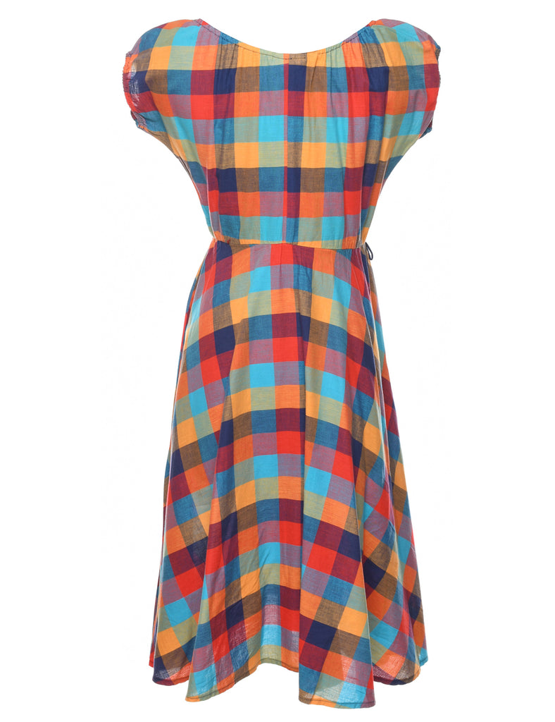 Multi-colour Checked Skater Dress - S