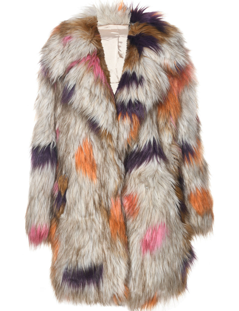 Multi-colour Faux Fur Coat - M