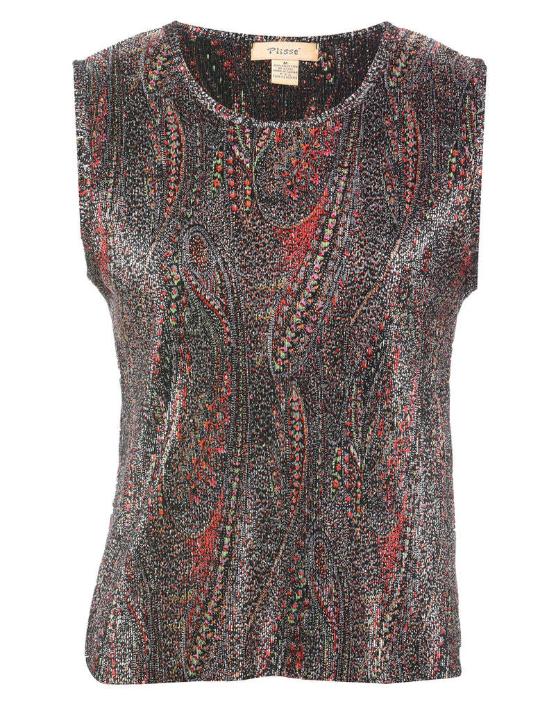 Multi-Colour Paisley Print Sparkly Top - M