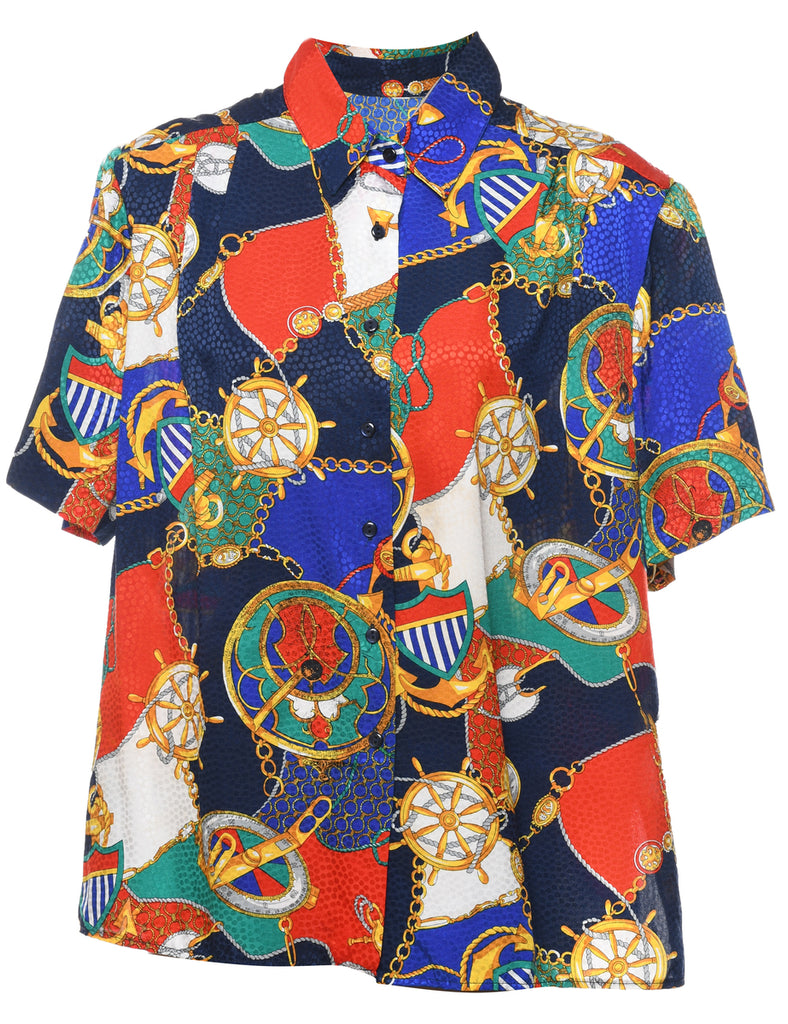 Nautical Print Blouse - L