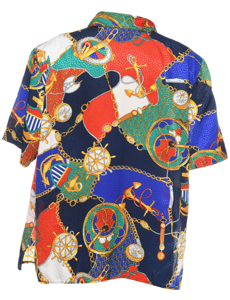 Nautical Print Blouse - L