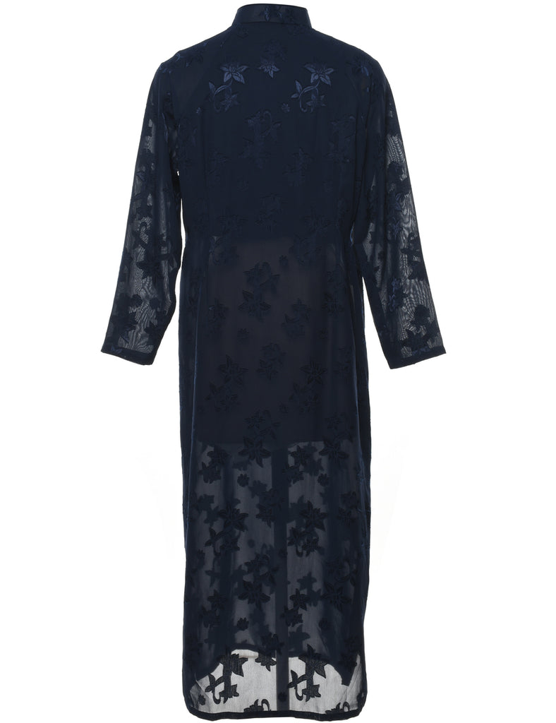 Navy Jacquard Dress - L
