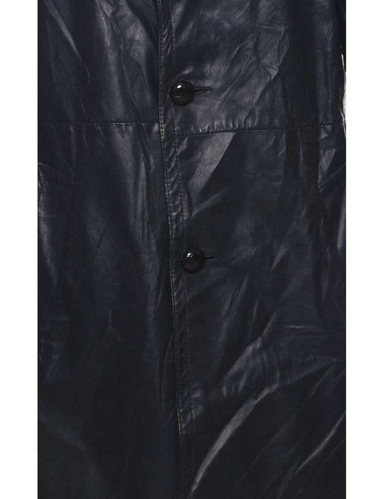 Navy Leather Jacket - L