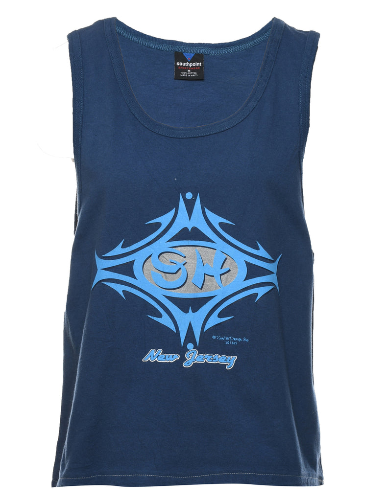 Navy New Jersey Printed Vest - M