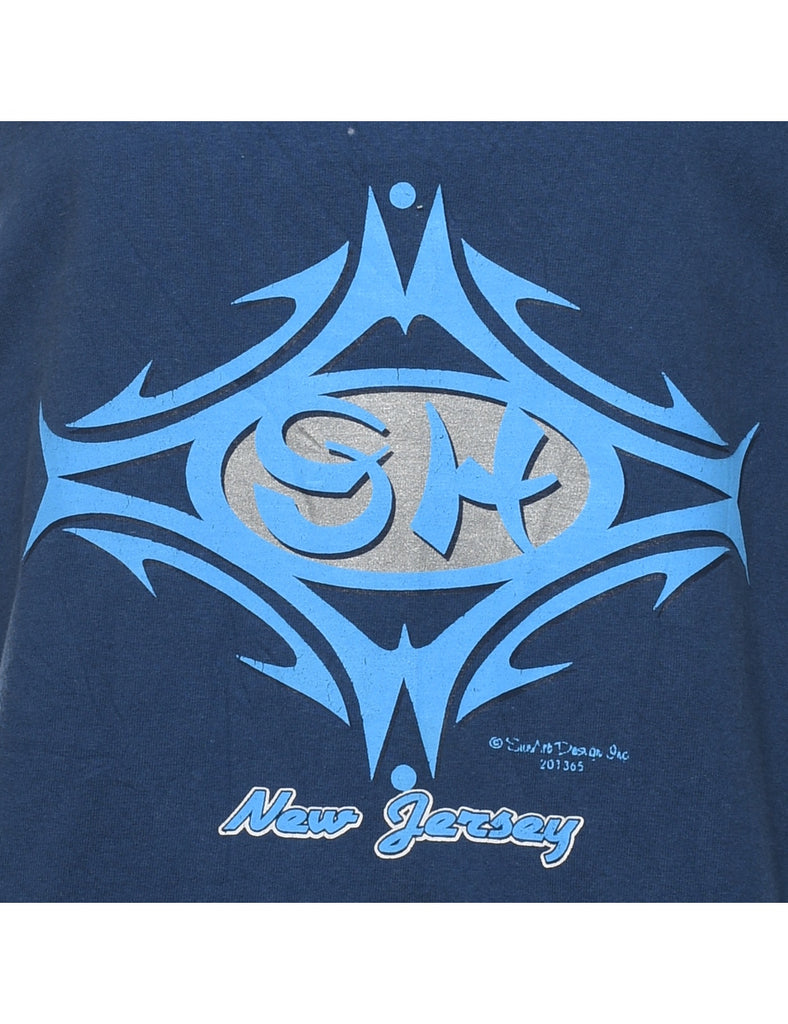 Navy New Jersey Printed Vest - M