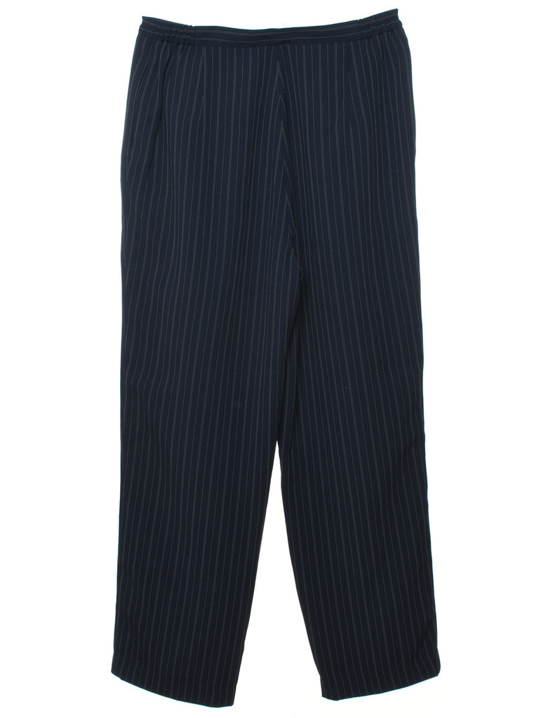 Navy Pinstriped Tapered Trousers - W32 L30