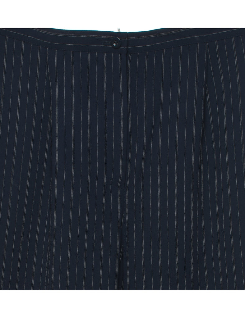 Navy Pinstriped Tapered Trousers - W32 L30