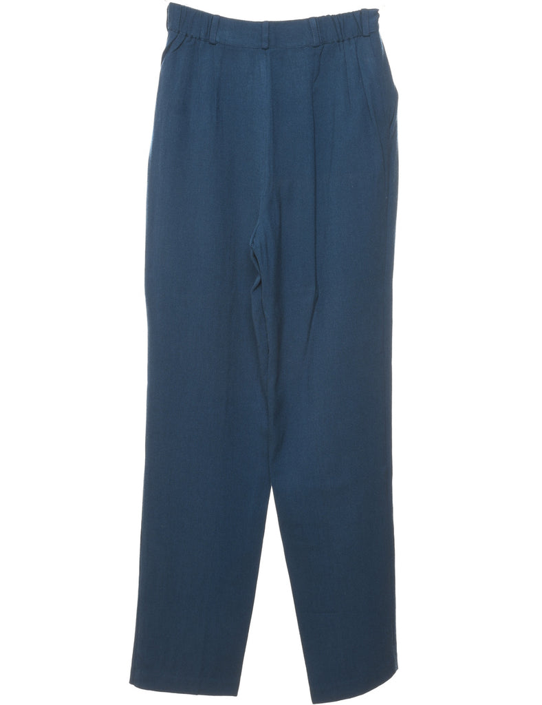 Navy Pleated Trousers - W26 L30