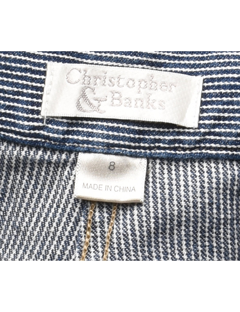 Navy & White Striped Cropped Jeans - W30 L20