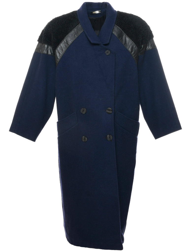 Navy Wool Coat - XL