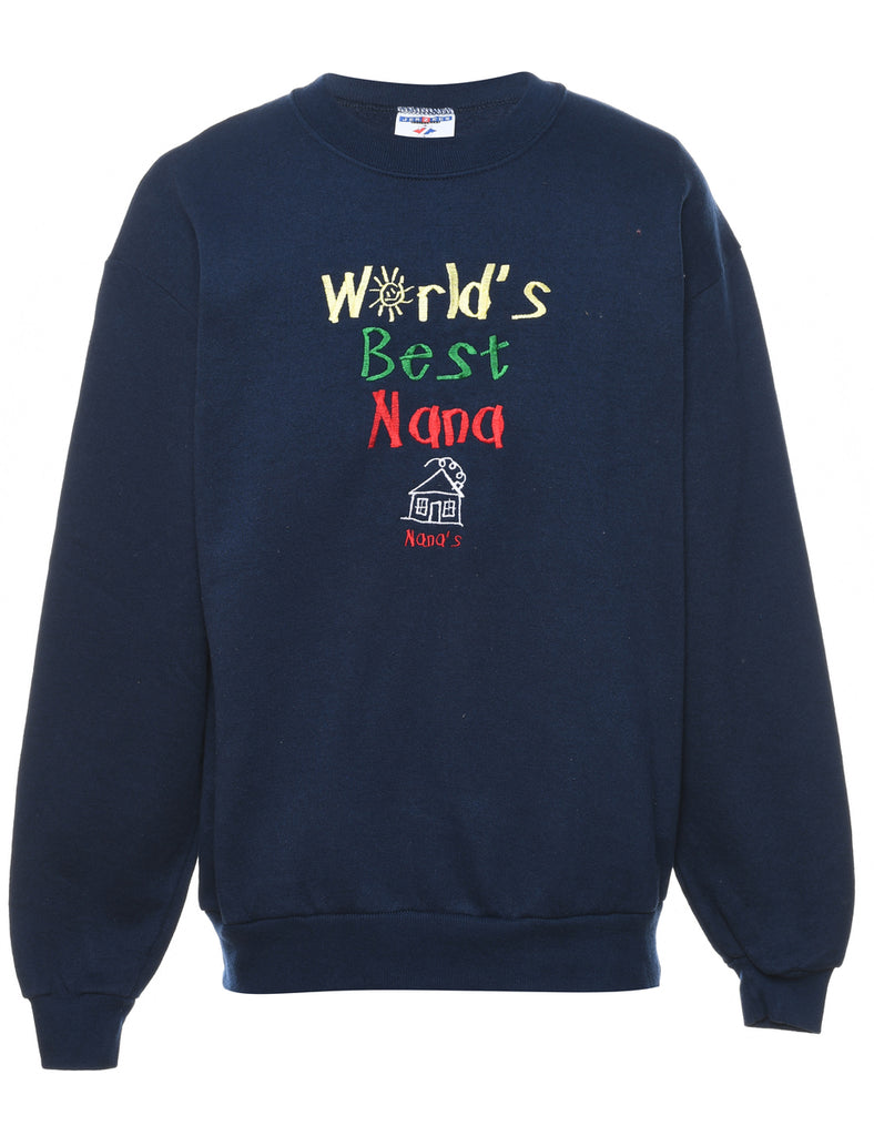Navy World's Best Nana Embroidered Sweatshirt - M