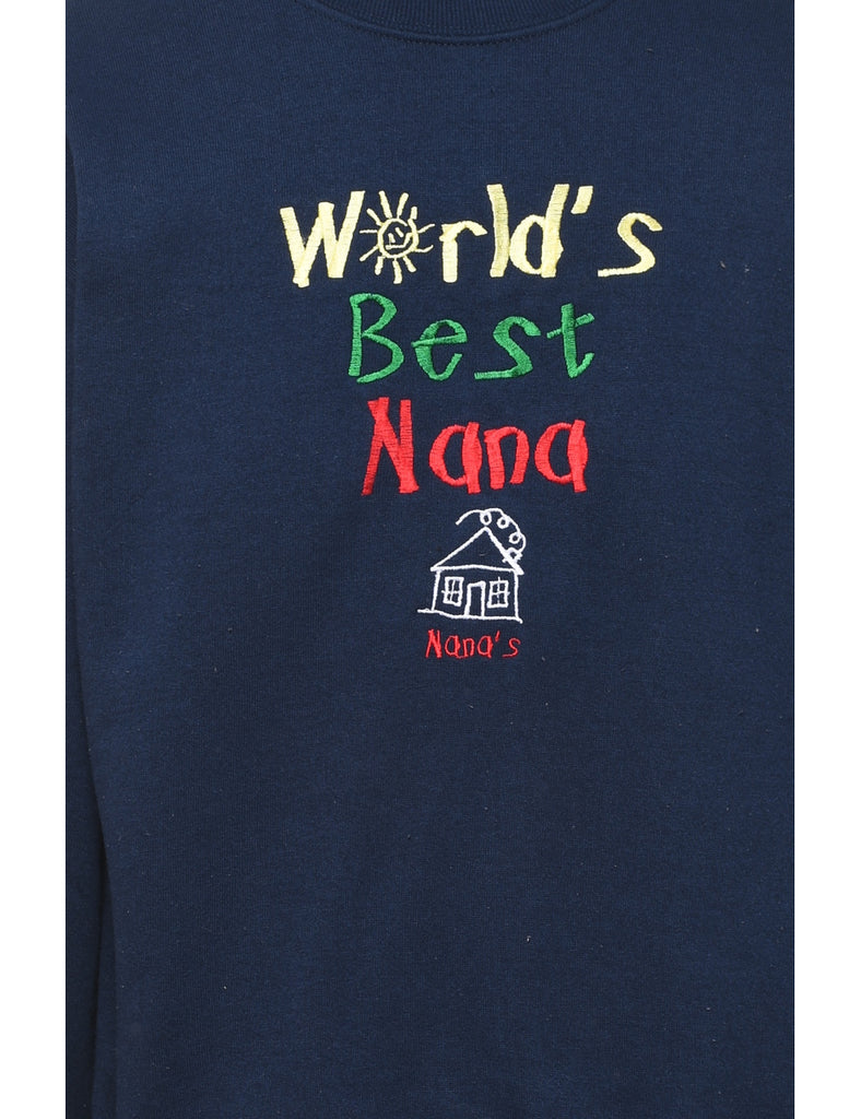 Navy World's Best Nana Embroidered Sweatshirt - M