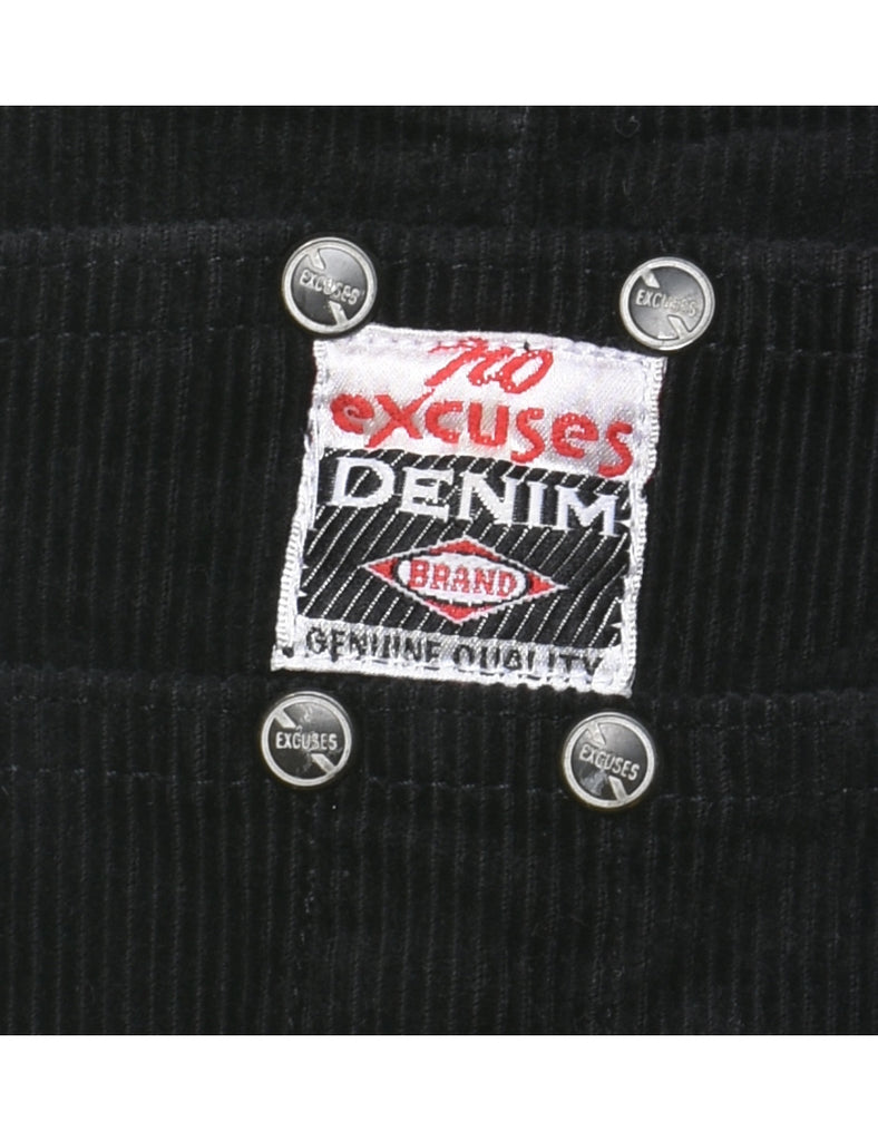 No Excuses Black 1990s Corduroy Dungarees - W36 L30