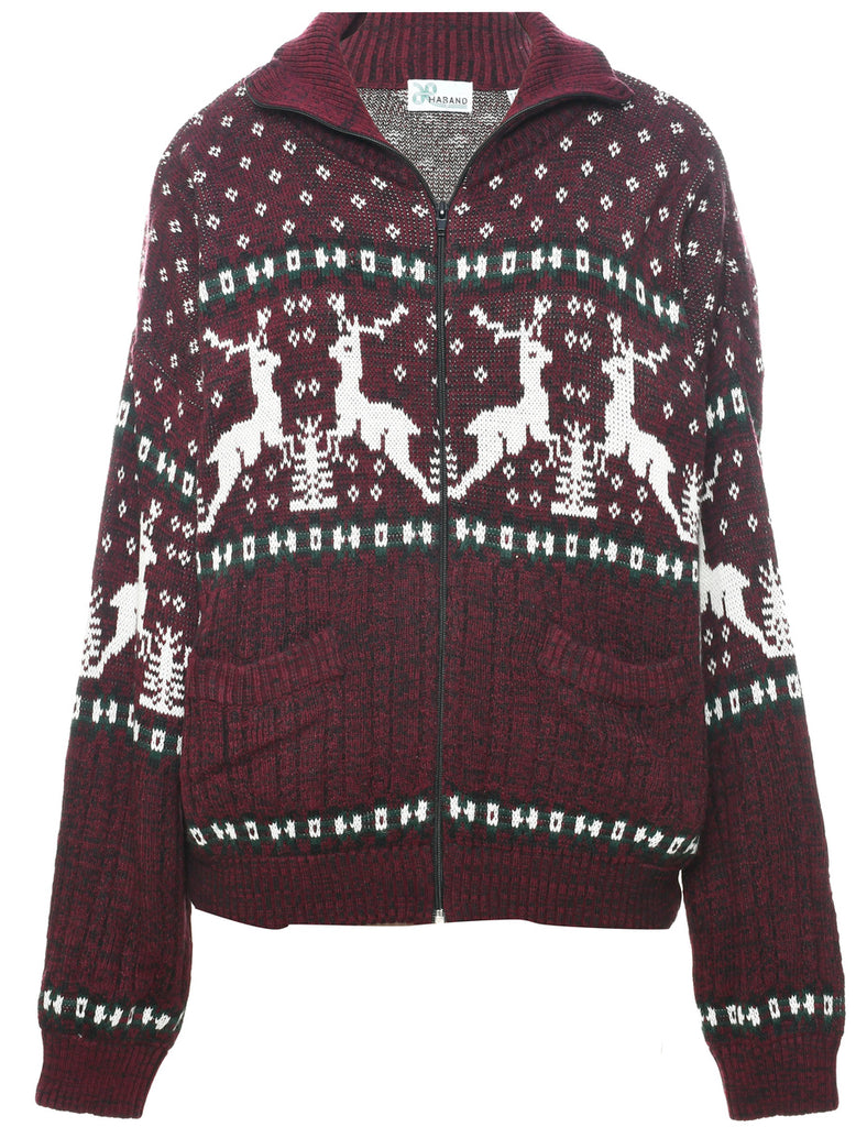 Nordic Maroon Cardigan - L