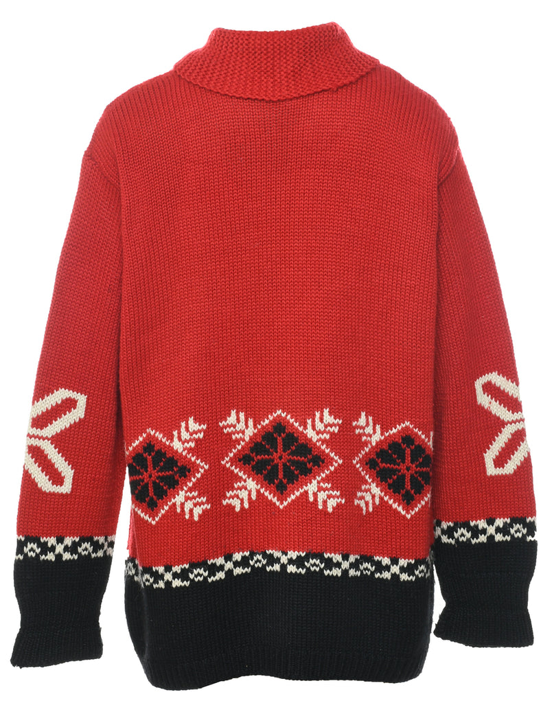 Nordic Red Cardigan - L