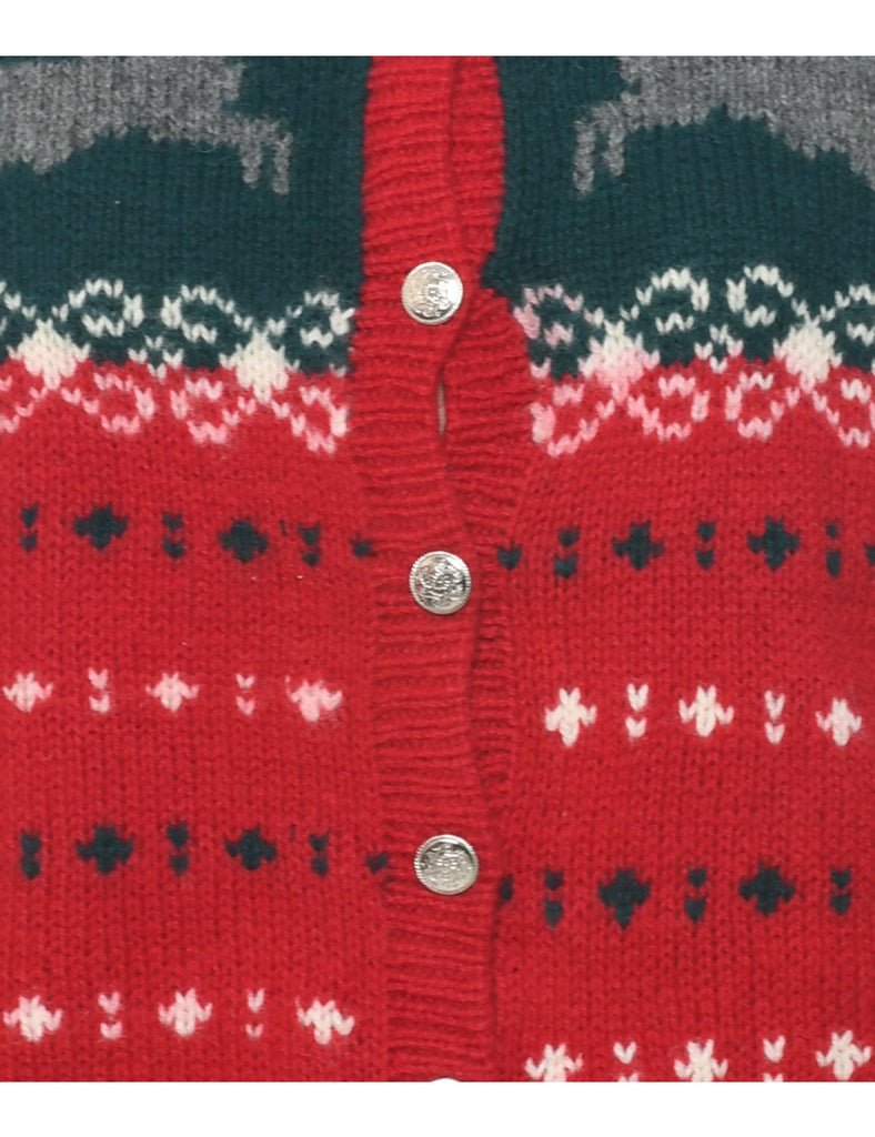 Nordic Wool Red Cardigan - M