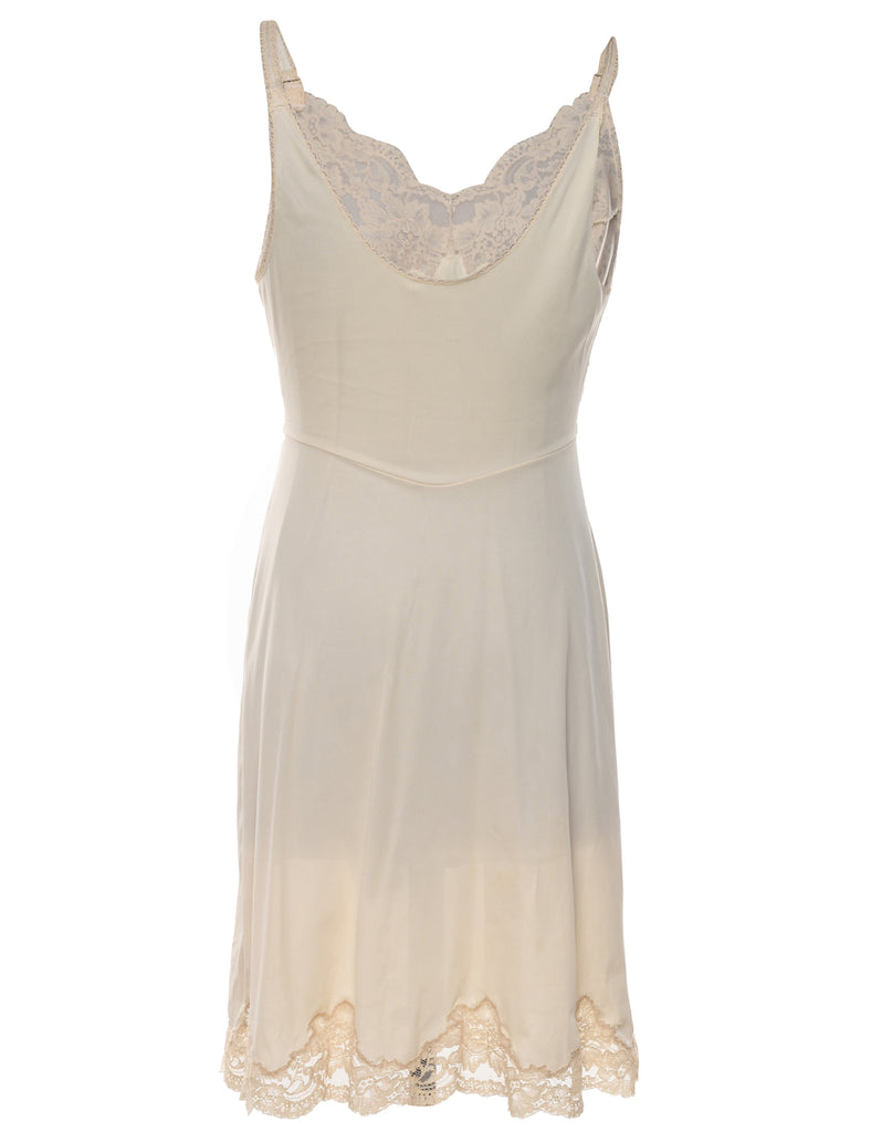 Nude Lace Trim Slip Dress - L