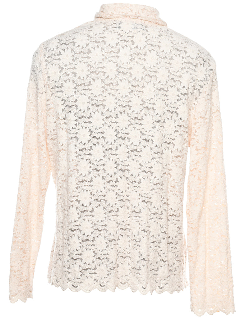 Off-White Floral Lace Evening Shirt - S