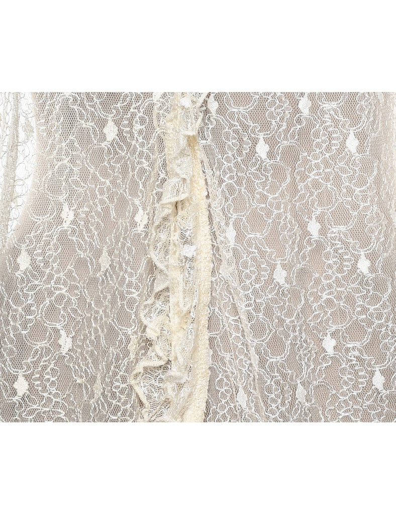 Off-White Lace Evening Blouse - M