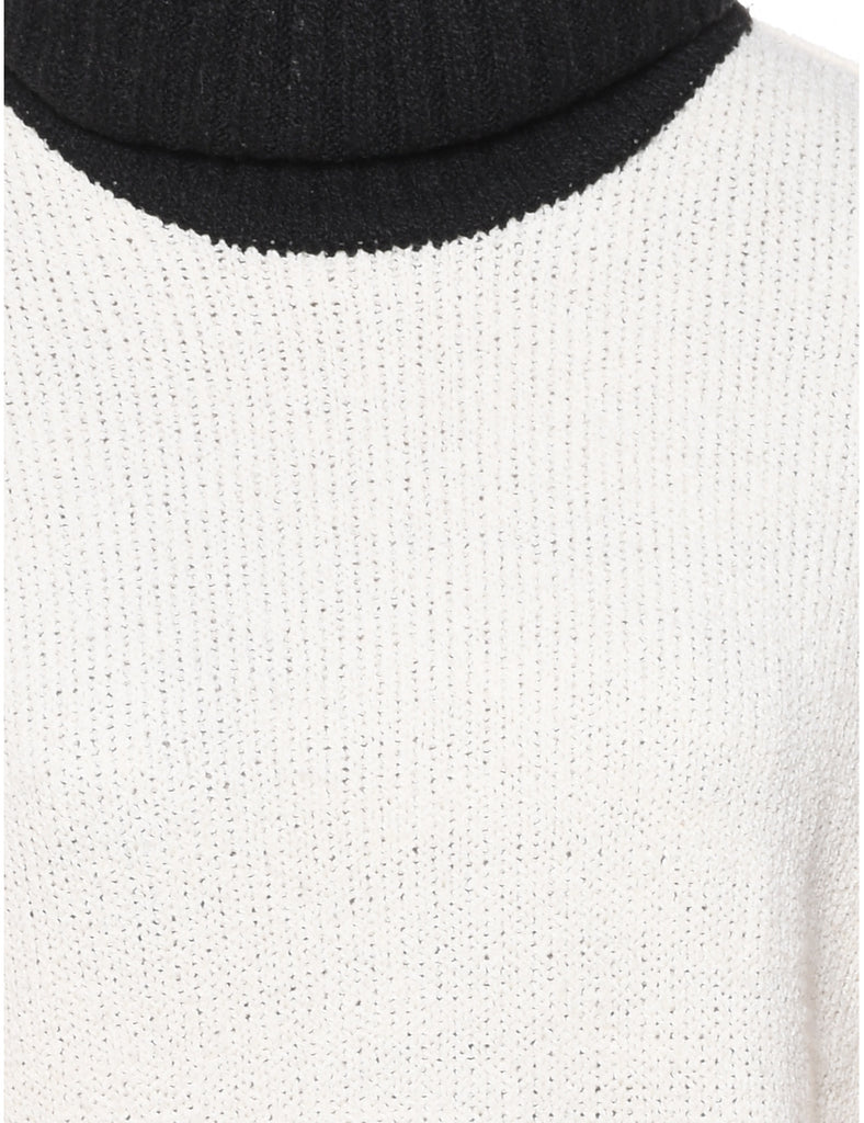 Off White Polo Neck Jumper - L