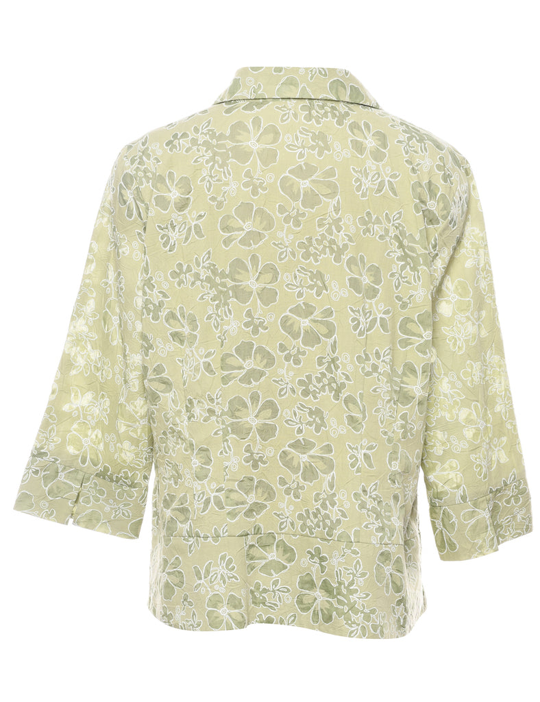 Olive Green Floral Shirt - L
