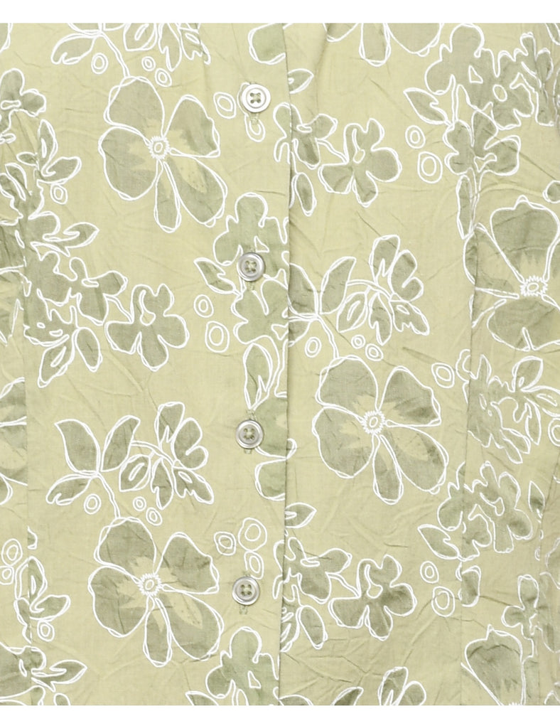 Olive Green Floral Shirt - L