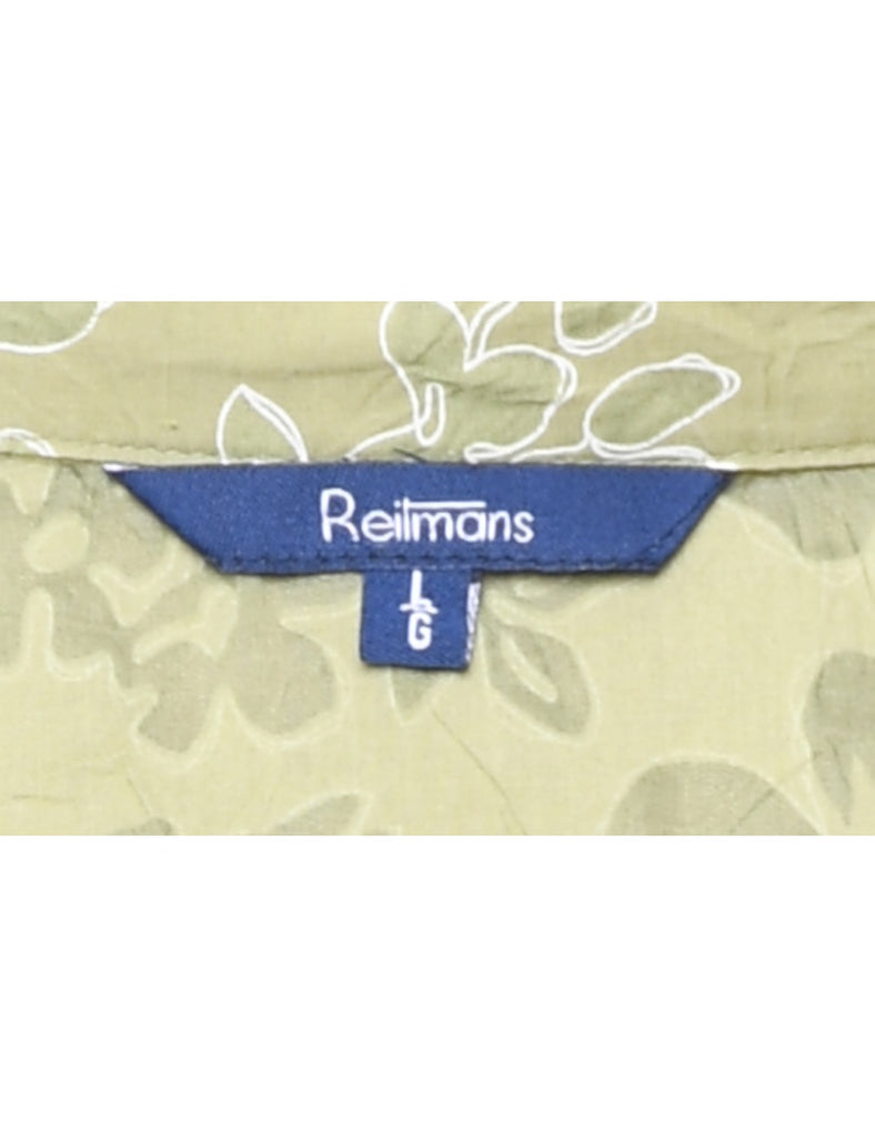 Olive Green Floral Shirt - L