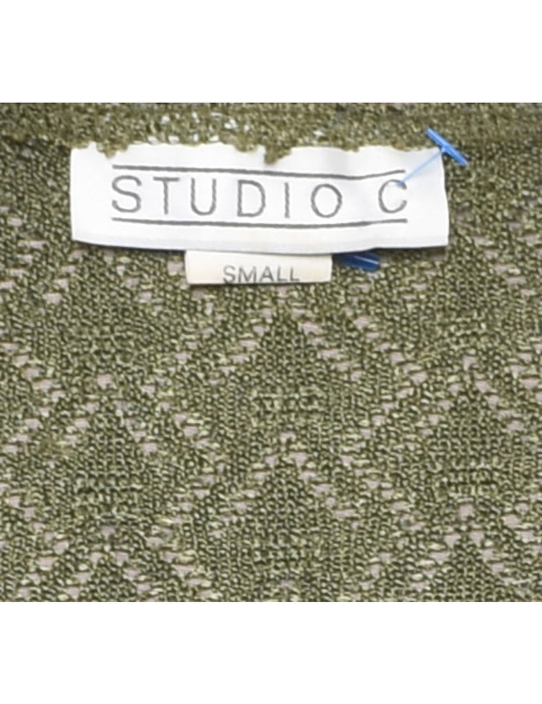 Olive Green Knit Short-Sleeve Top - S