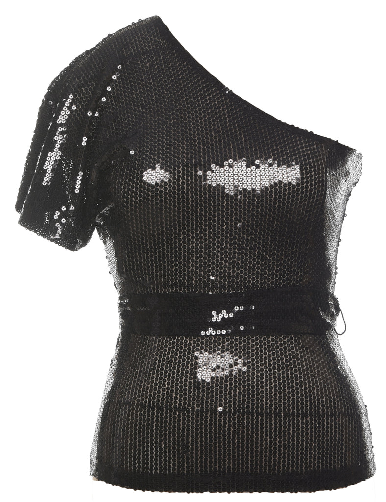 One Shoulder Sequined Party Top - S