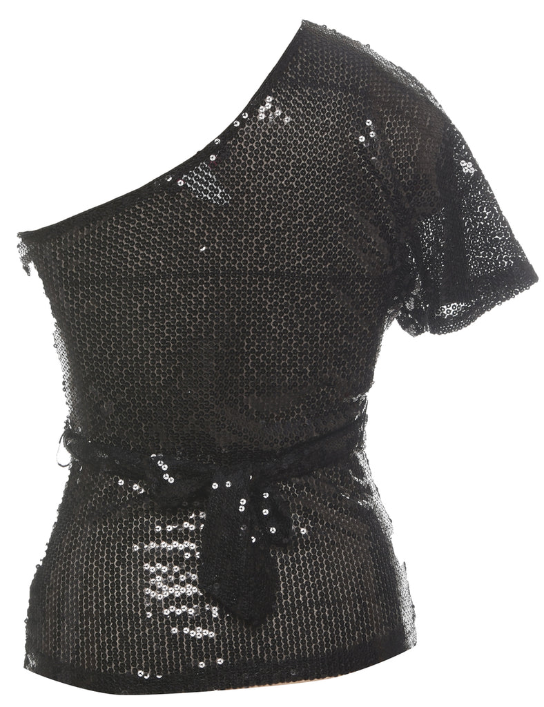 One Shoulder Sequined Party Top - S