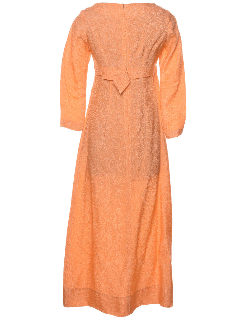 Orange 1970s Long-Sleeve Dress - M