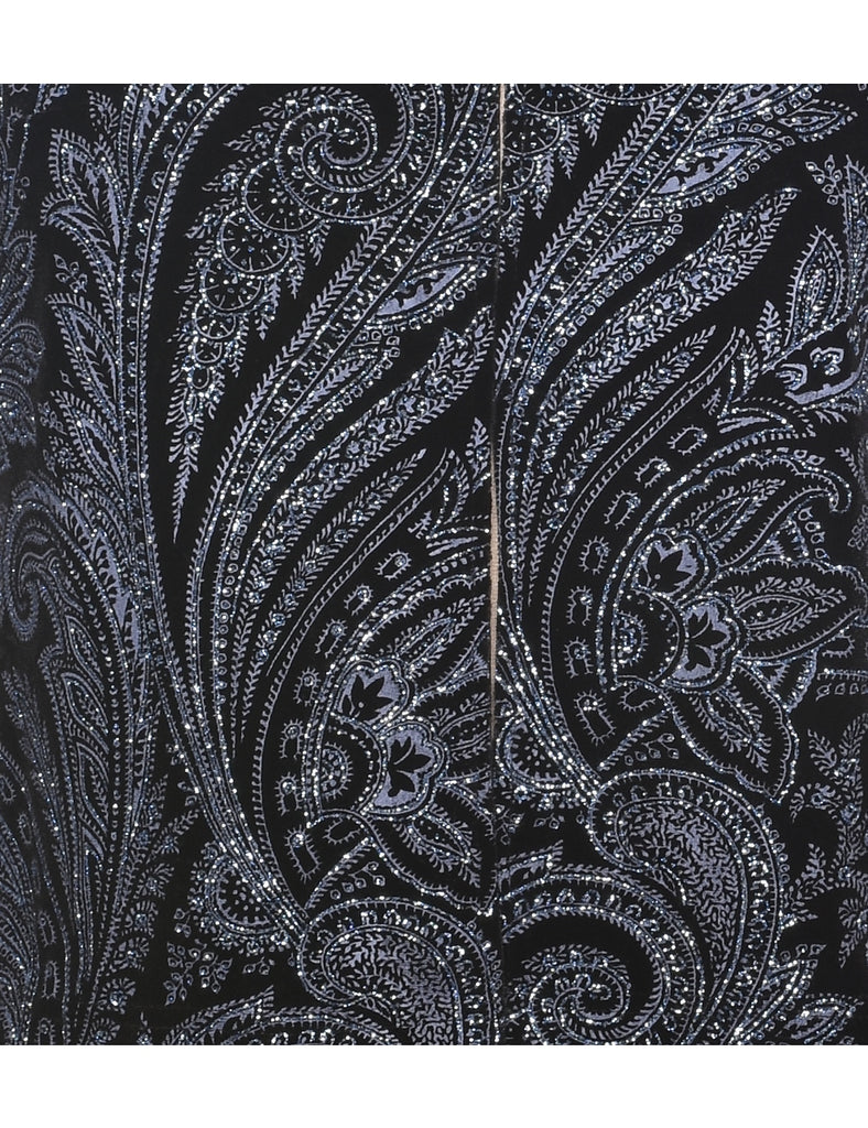Paisley Pattern Black Sparkly Evening Jacket - M
