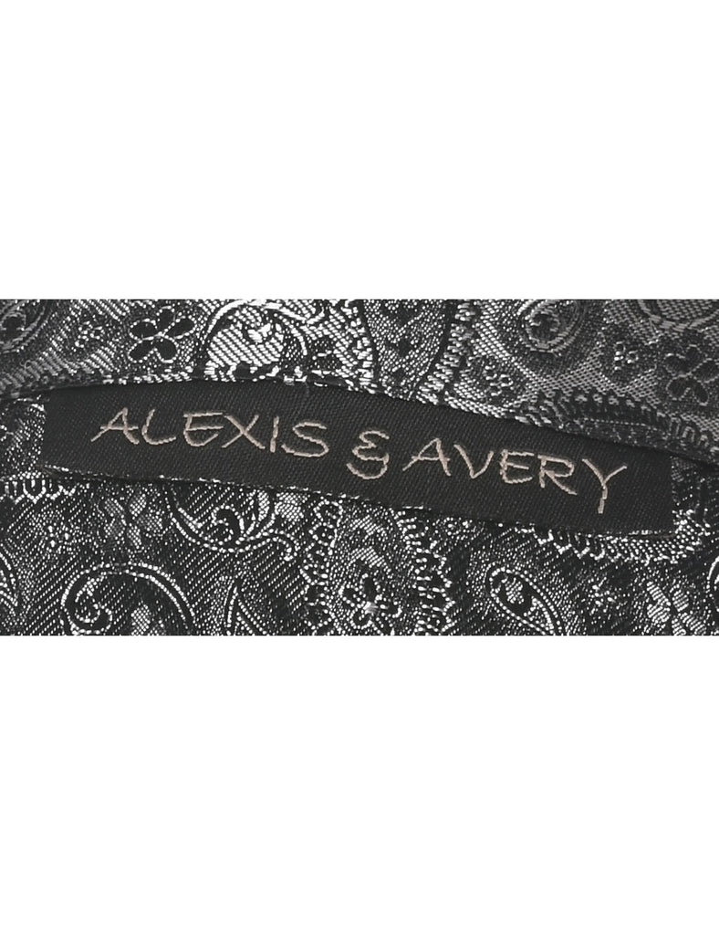 Paisley Pattern Silver Metallic Evening Jacket - M