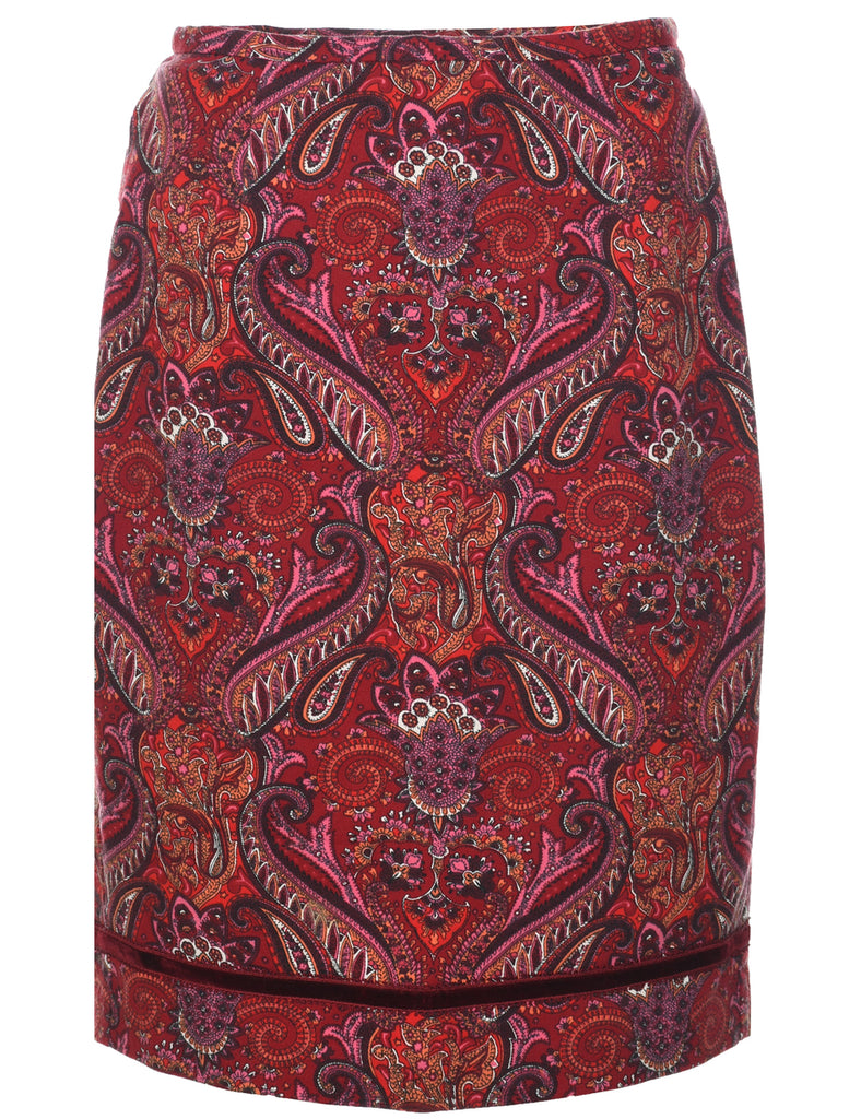 Paisley Print Pencil Skirt - M