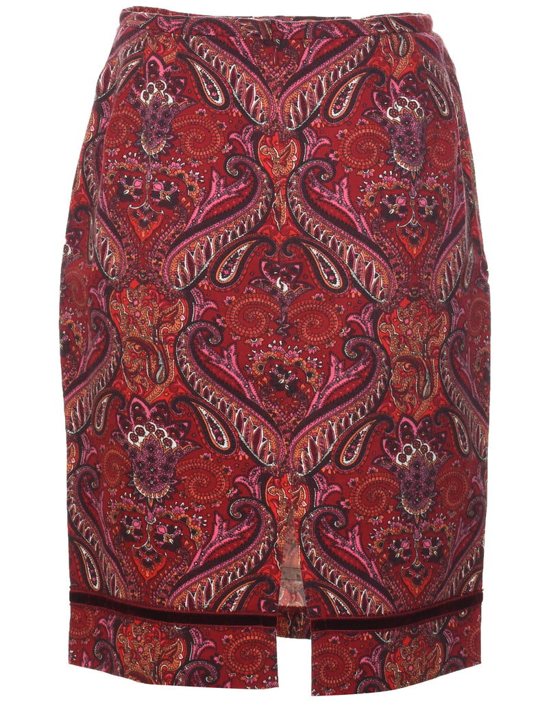 Paisley Print Pencil Skirt - M