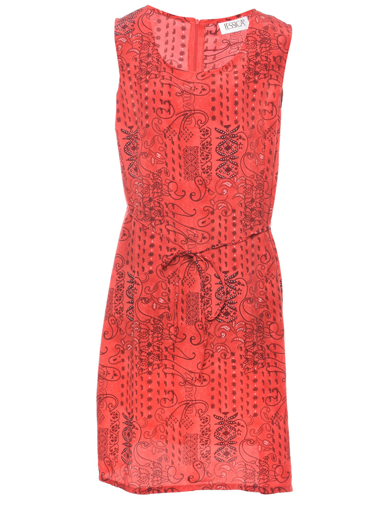 Paisley Print Sleevelesss Dress - L