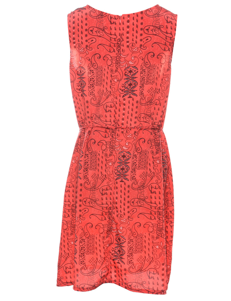 Paisley Print Sleevelesss Dress - L
