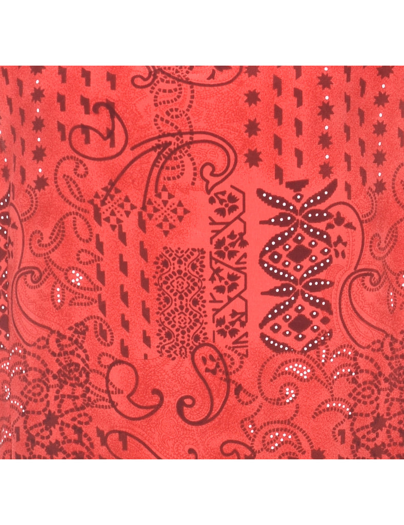 Paisley Print Sleevelesss Dress - L