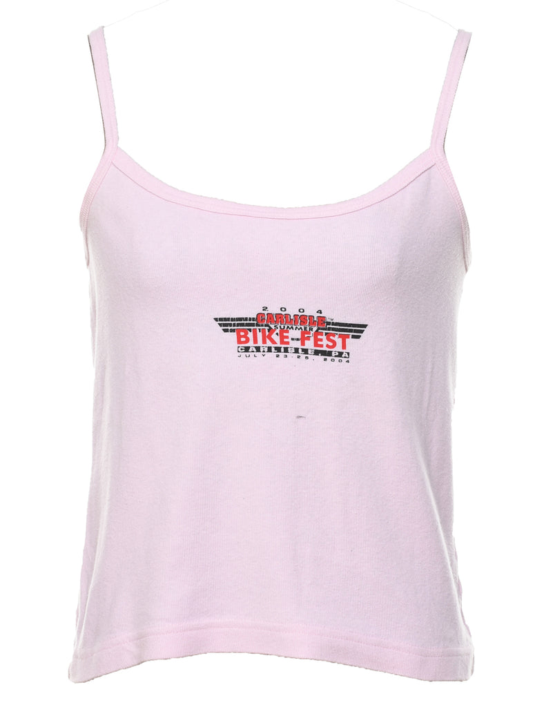 Pale Pink Bike Fest Printed Strappy Vest - M