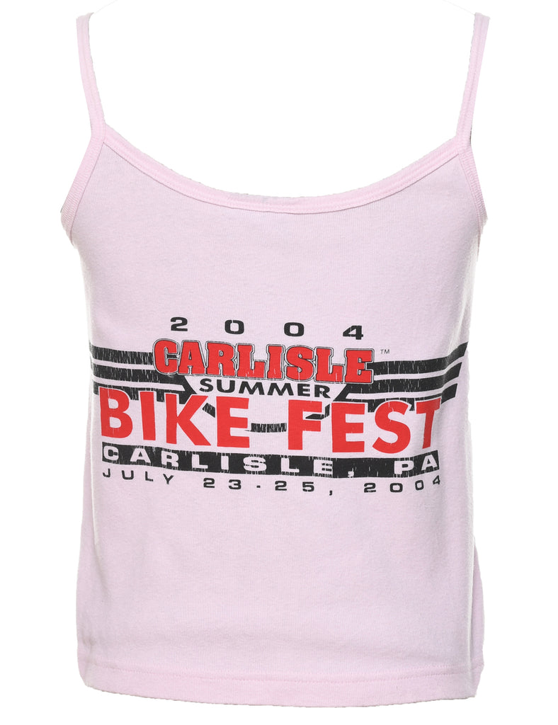 Pale Pink Bike Fest Printed Strappy Vest - M